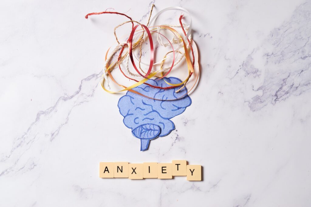 Concept of anxiety and panic, representation of altered mind and mental health.